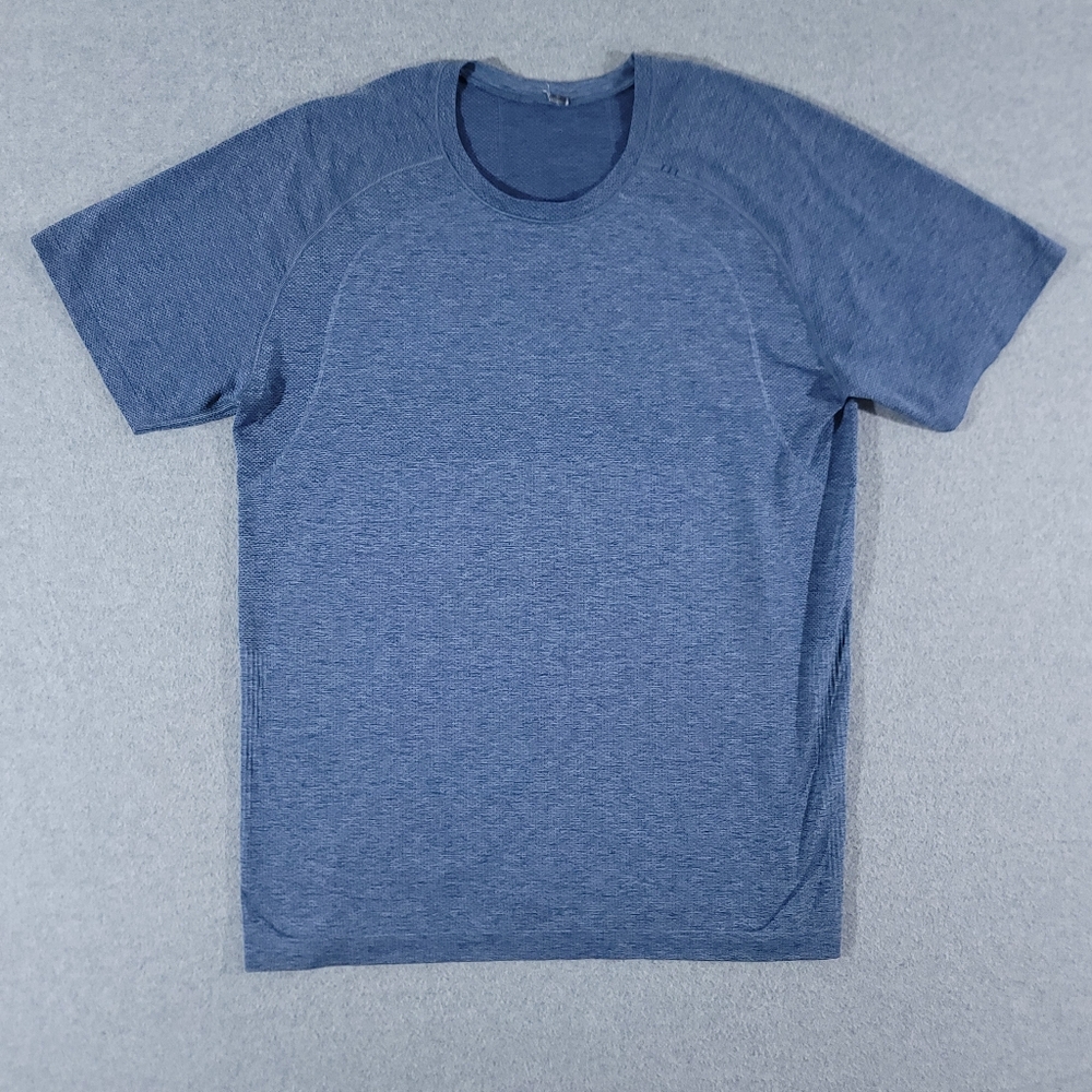 Lululemon Metal Vent Tech Shirt Mens XL Blue Live In Practice Short Sleeve